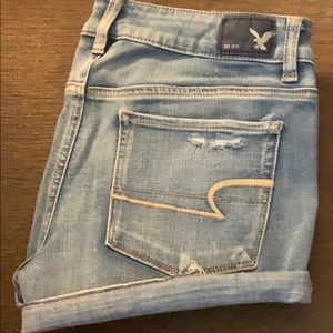 American Eagle distressed high rise shorts, size 6